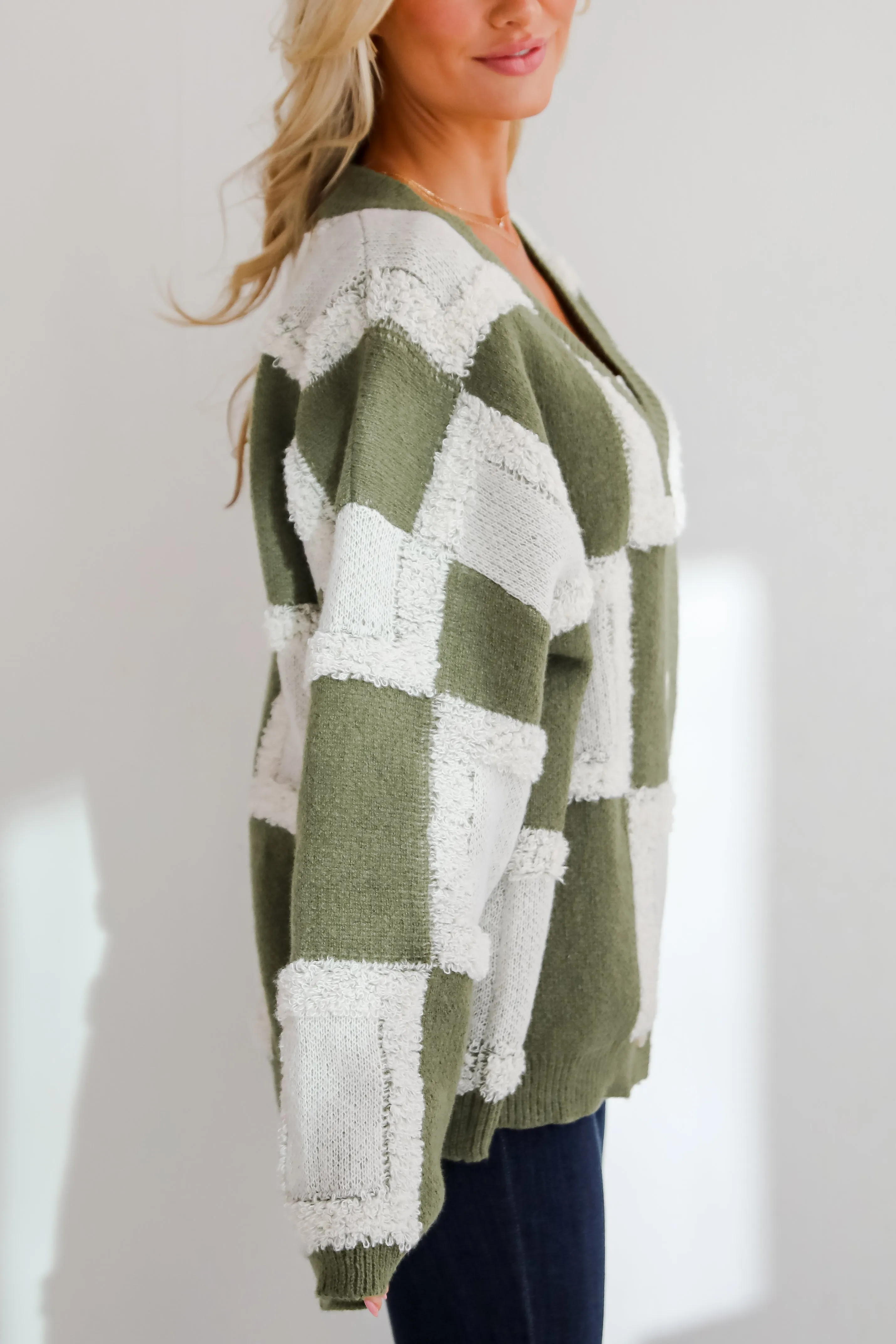 FINAL SALE - Wanna Be Close Checkered Sweater Cardigan