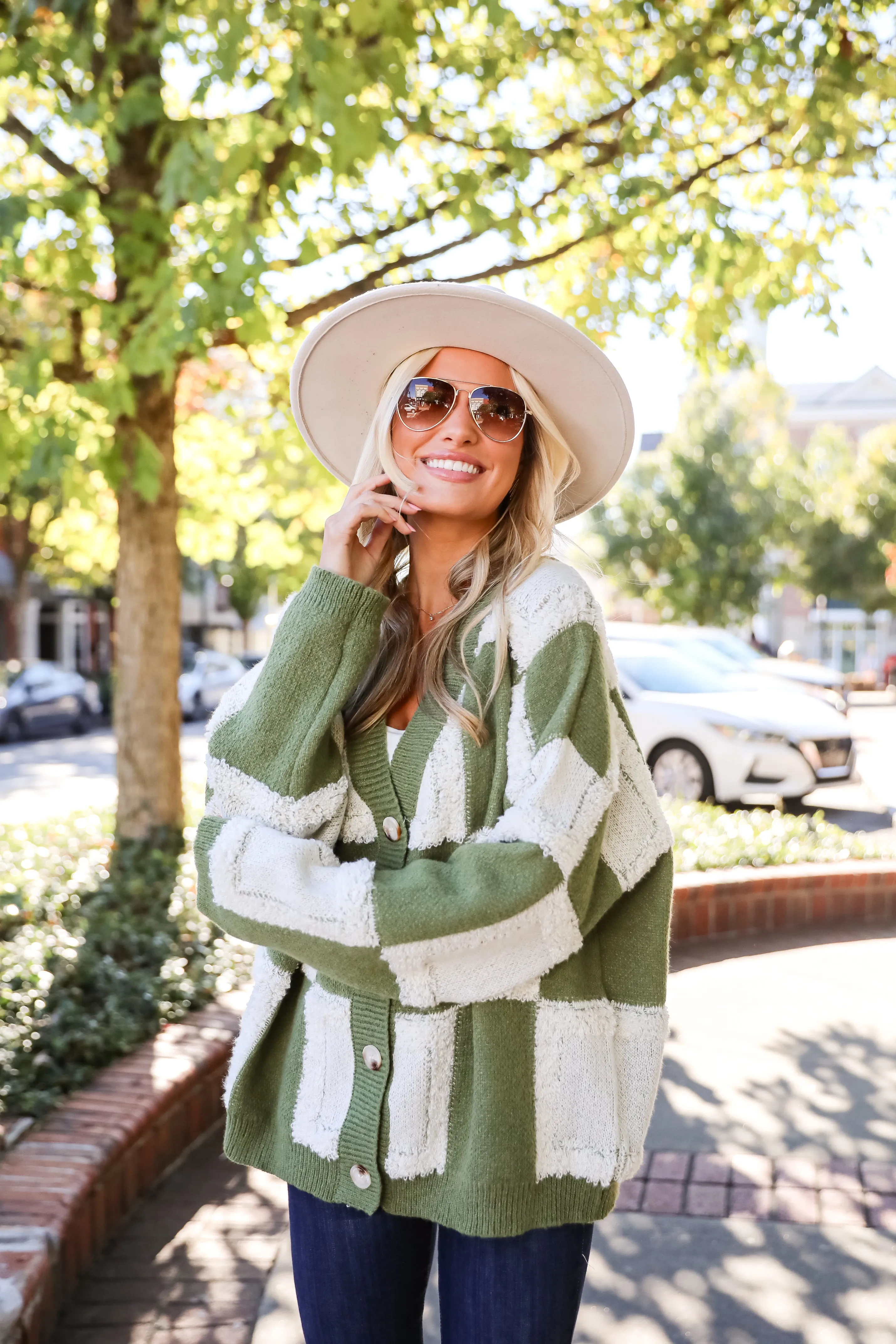 FINAL SALE - Wanna Be Close Checkered Sweater Cardigan