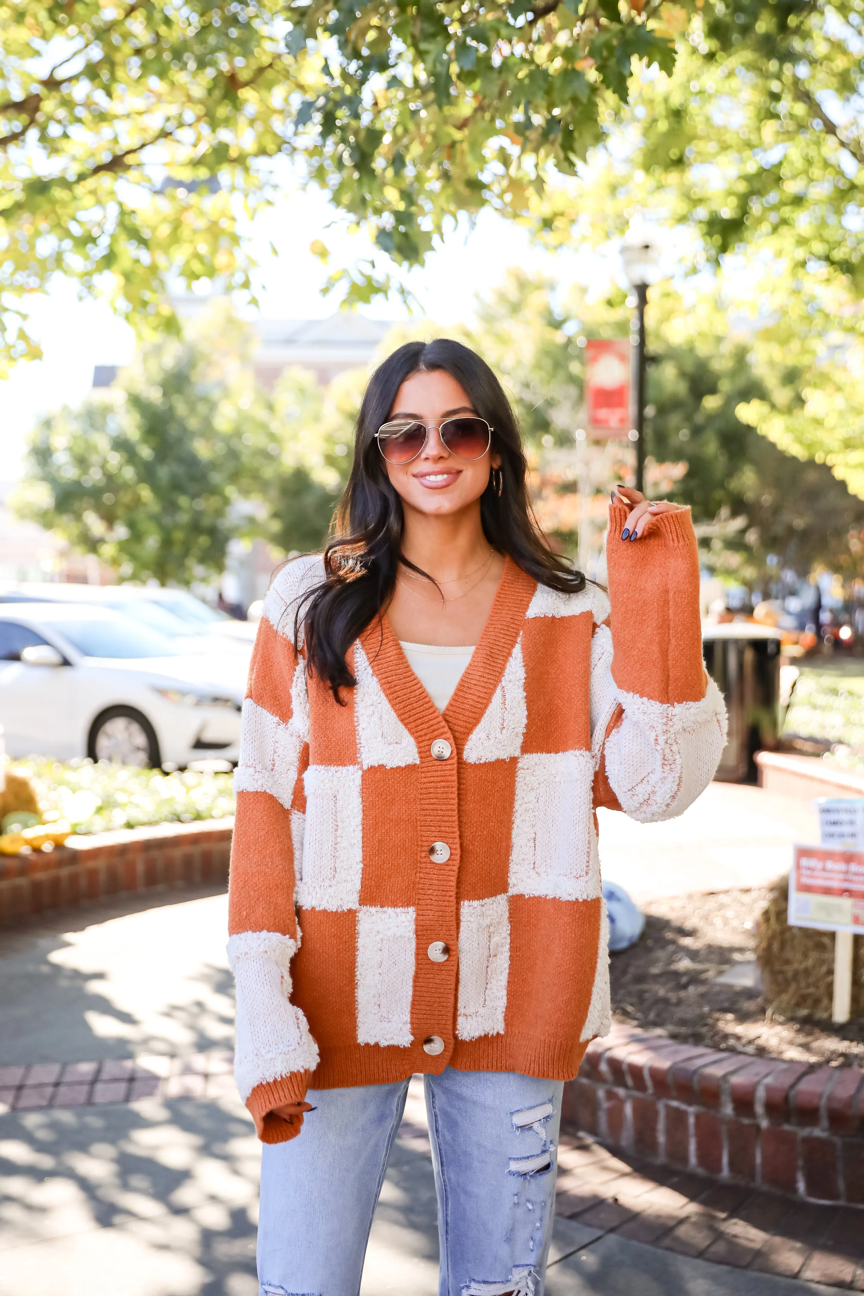 FINAL SALE - Wanna Be Close Checkered Sweater Cardigan
