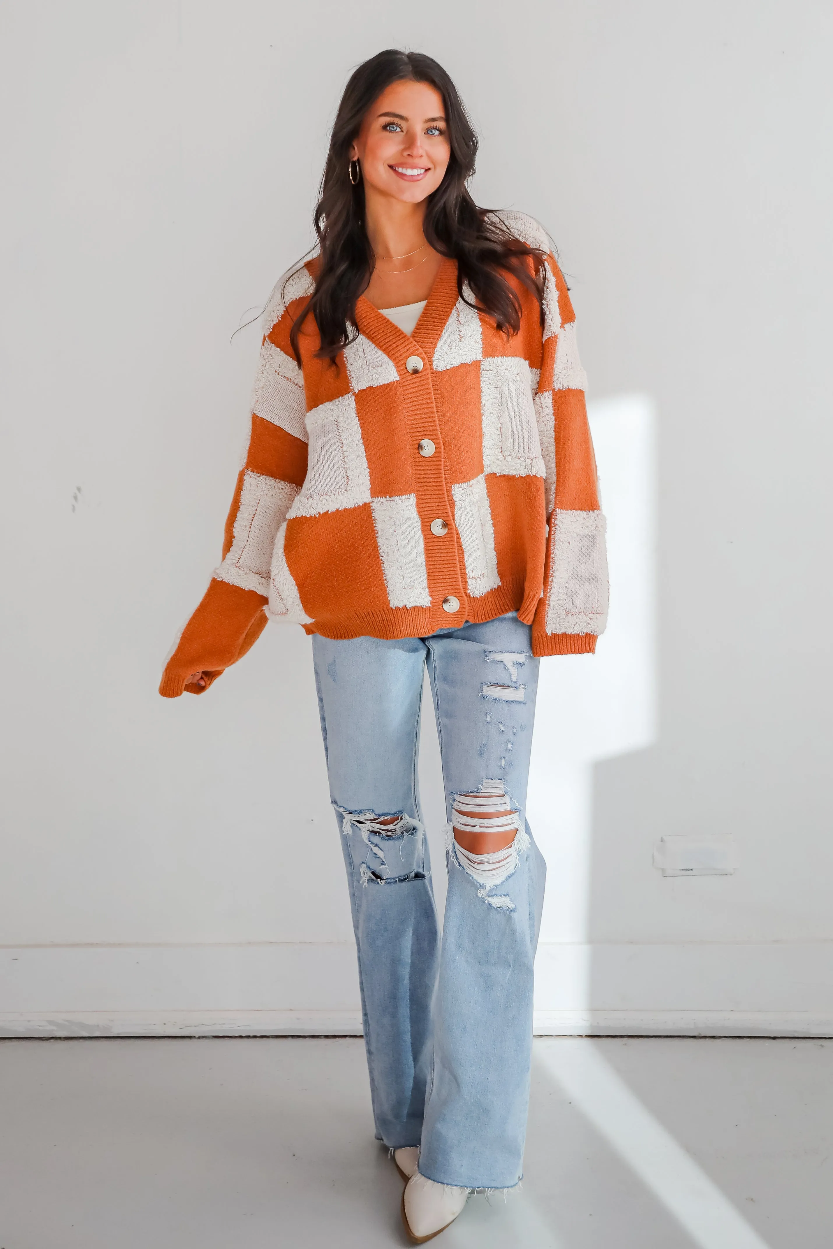 FINAL SALE - Wanna Be Close Checkered Sweater Cardigan