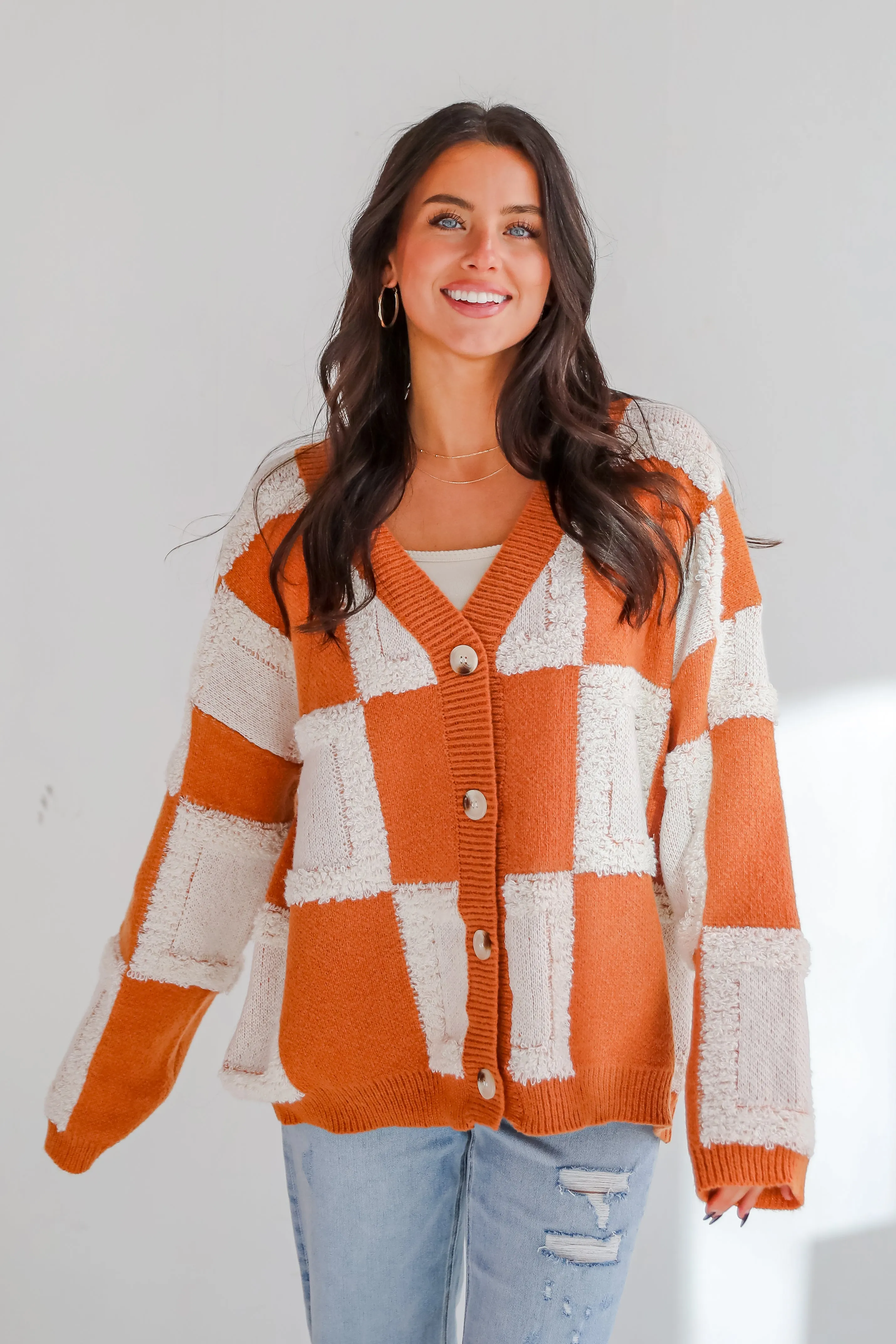 FINAL SALE - Wanna Be Close Checkered Sweater Cardigan