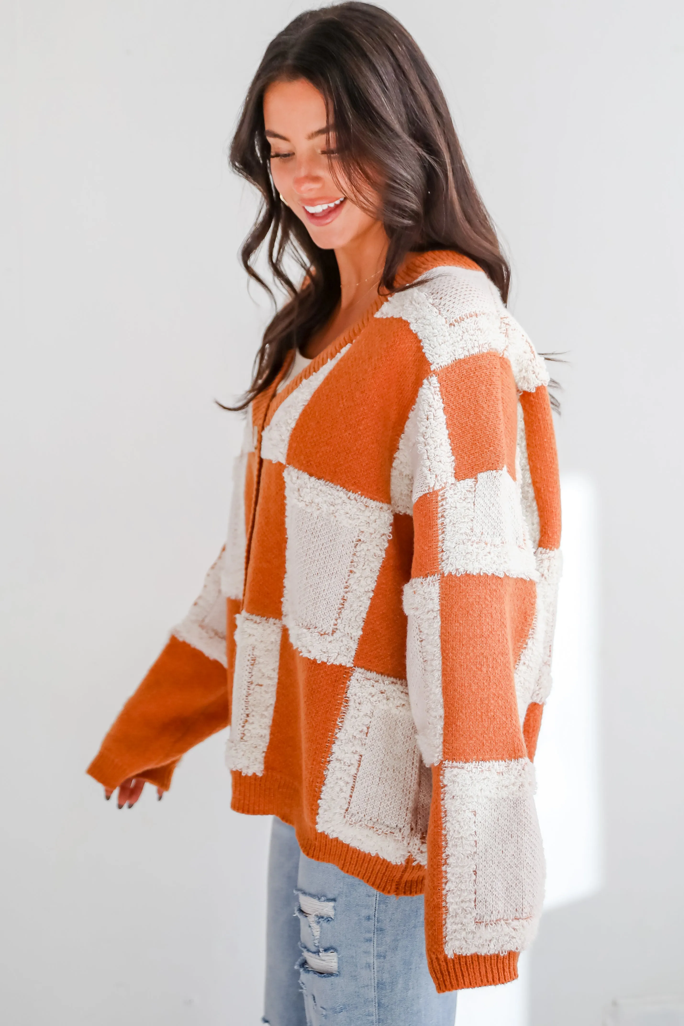 FINAL SALE - Wanna Be Close Checkered Sweater Cardigan