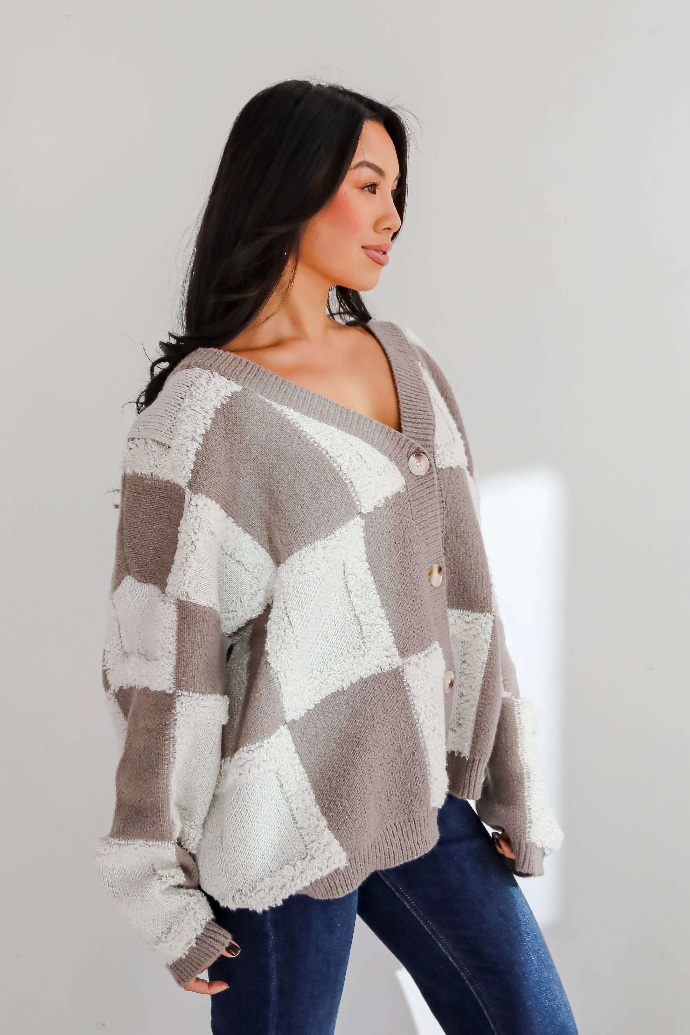 FINAL SALE - Wanna Be Close Checkered Sweater Cardigan