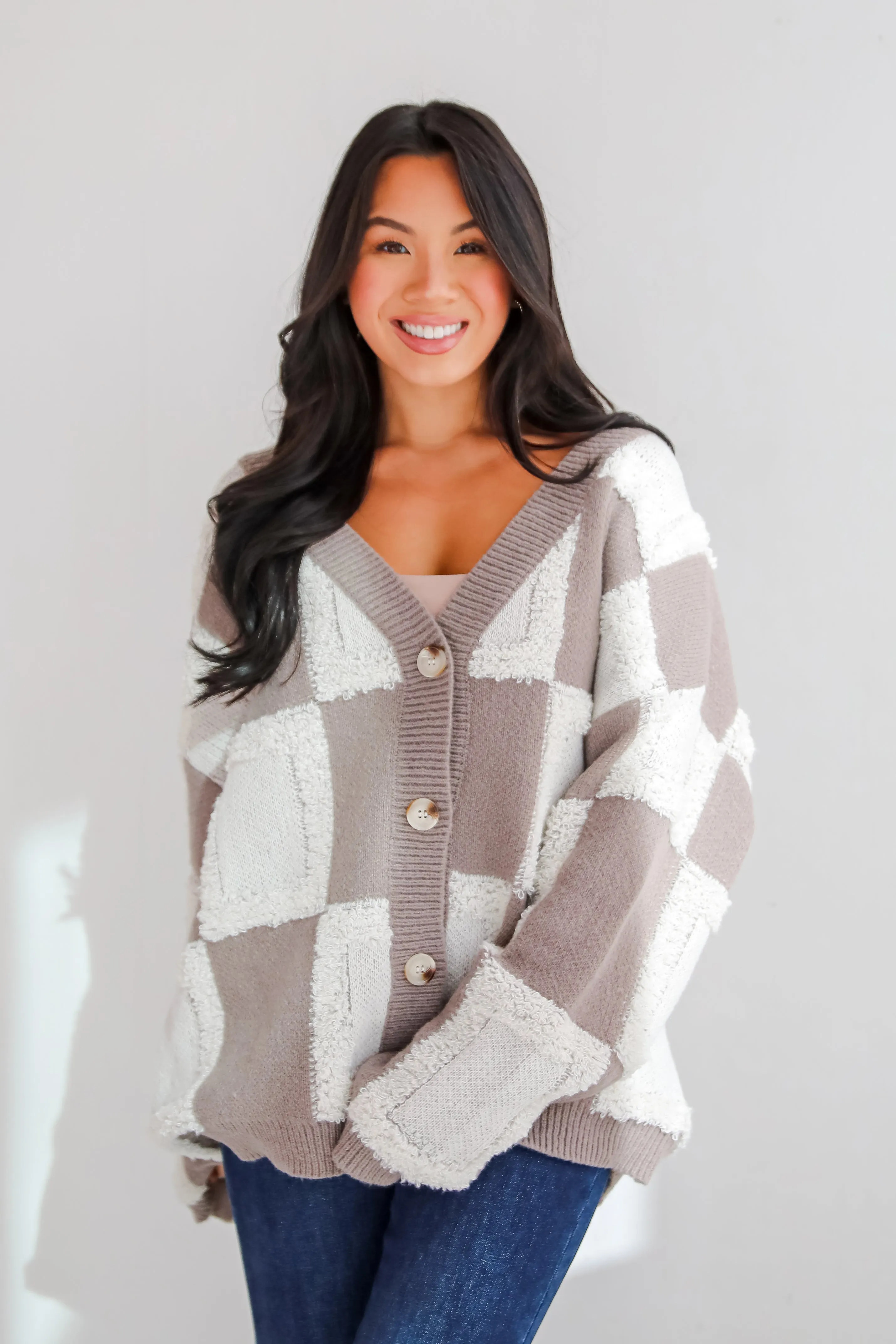 FINAL SALE - Wanna Be Close Checkered Sweater Cardigan