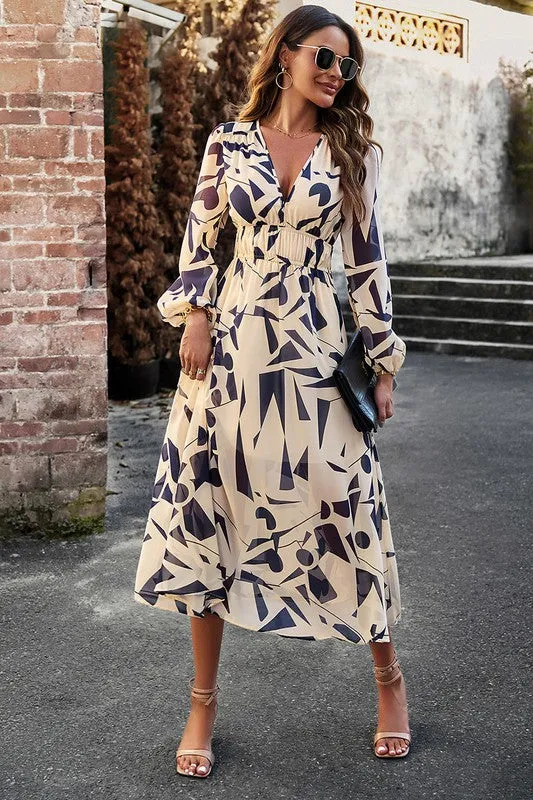 Floral Elastic Waist A-Line Midi Dress II