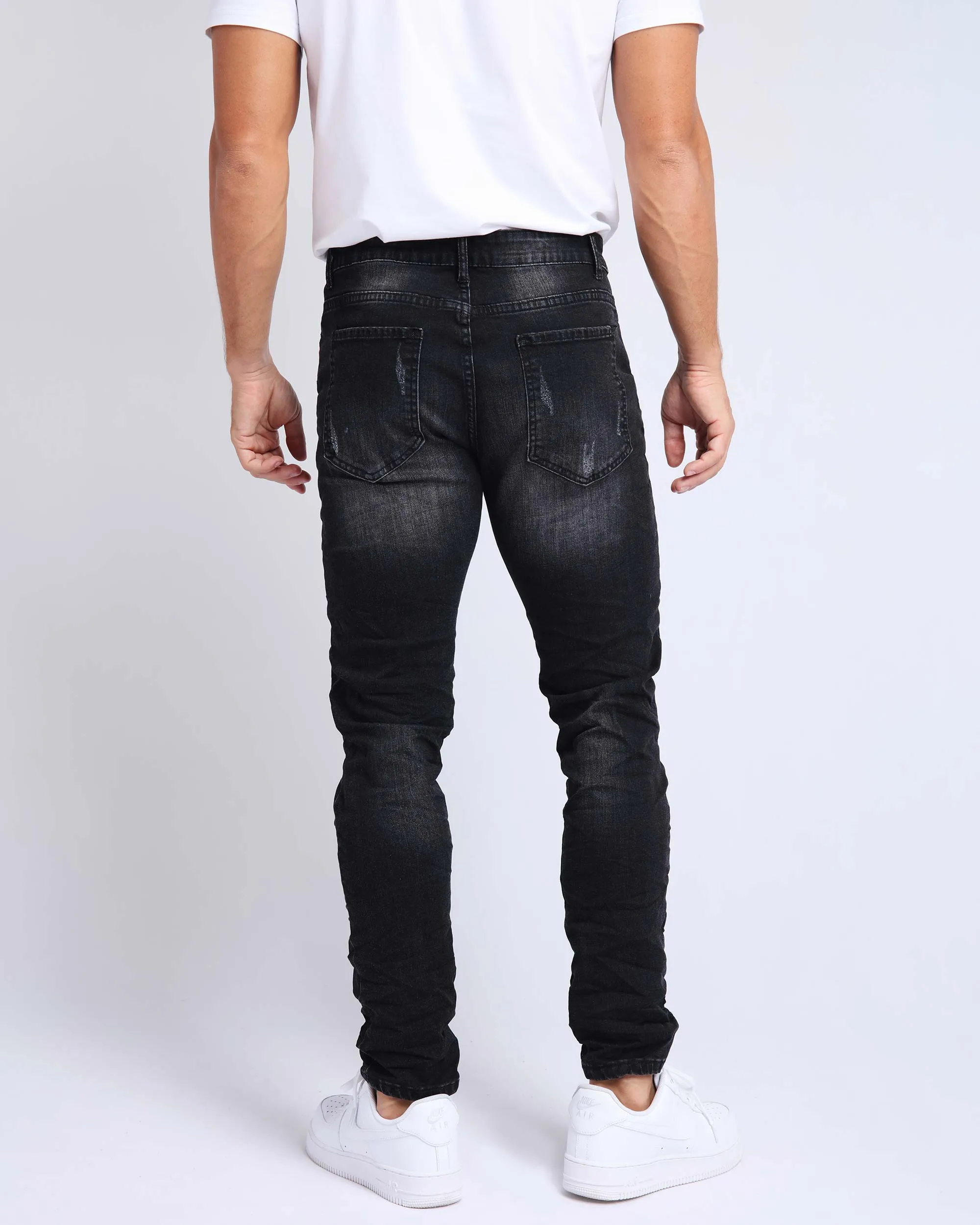 Gothic Graffiti Slim Fit Ripped Black Jeans-Mexico Local Delivery