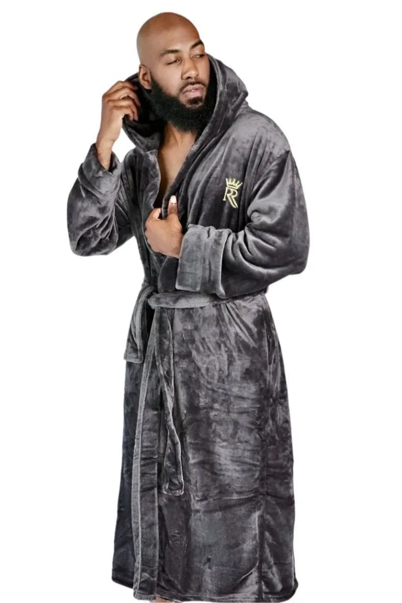 Grey Hooded Royalty Robe