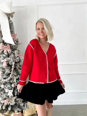 Holly Jolly Red Button Down Cardigan FINAL SALE