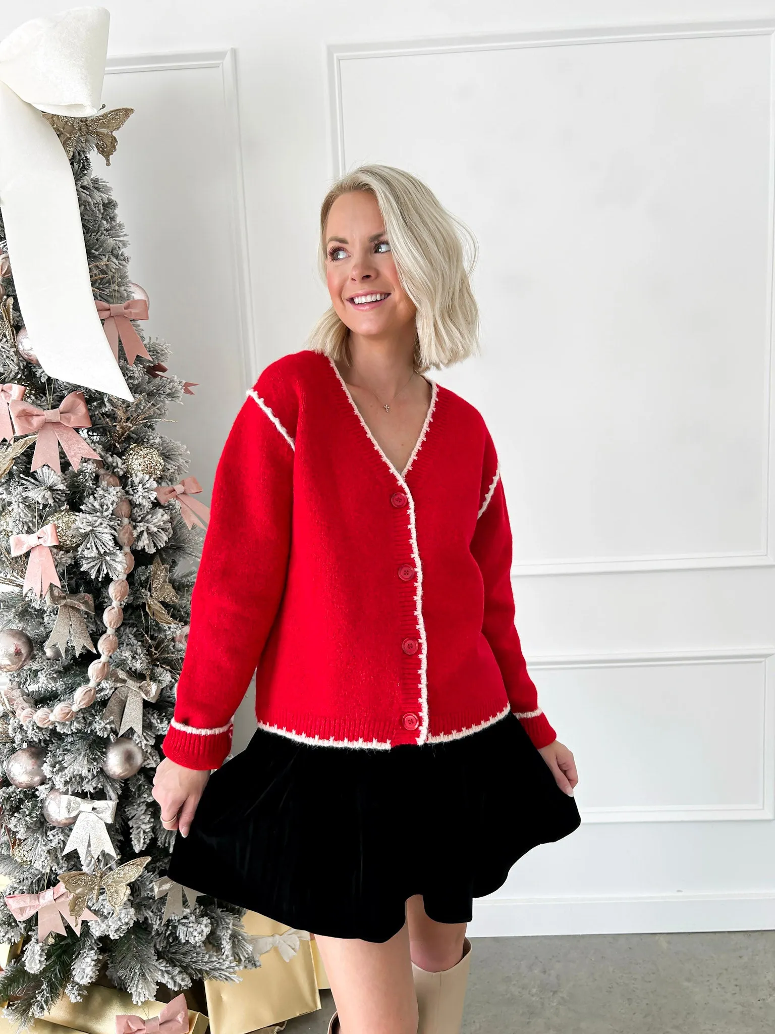 Holly Jolly Red Button Down Cardigan FINAL SALE