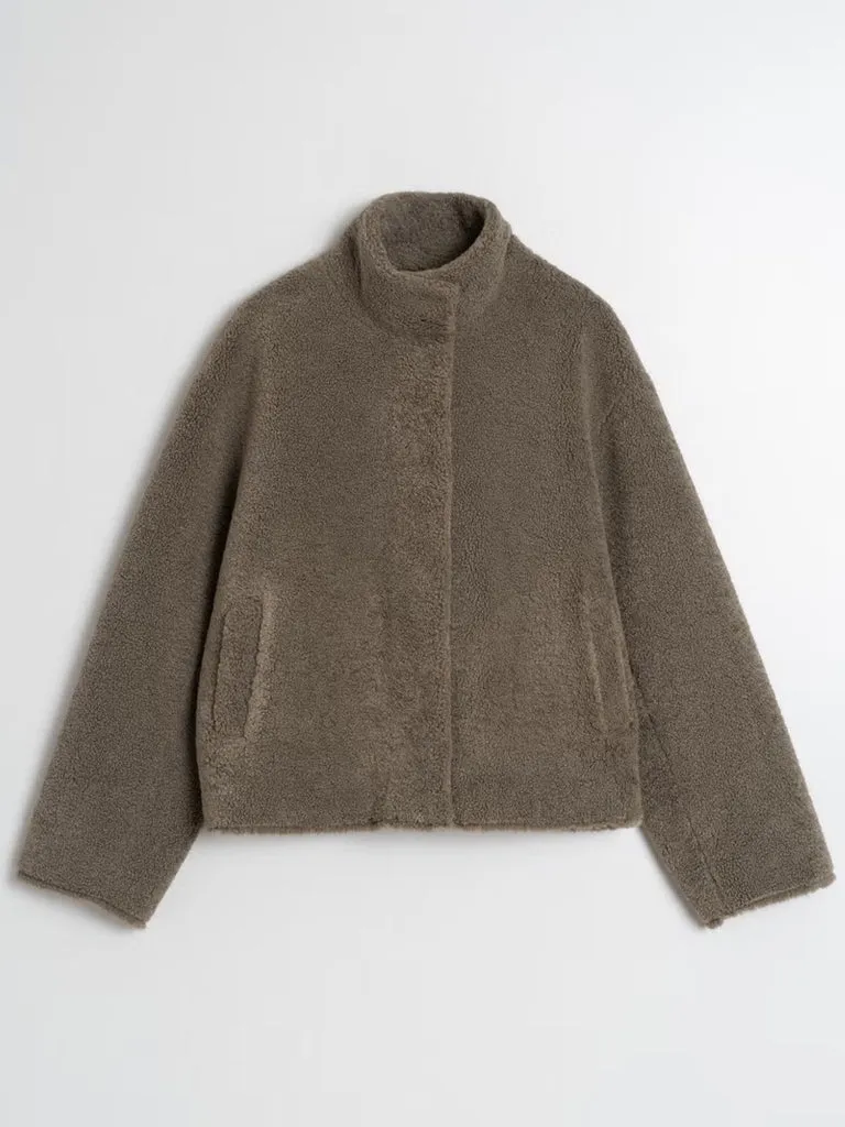 Indi & Cold Teddy Jacket in Khaki