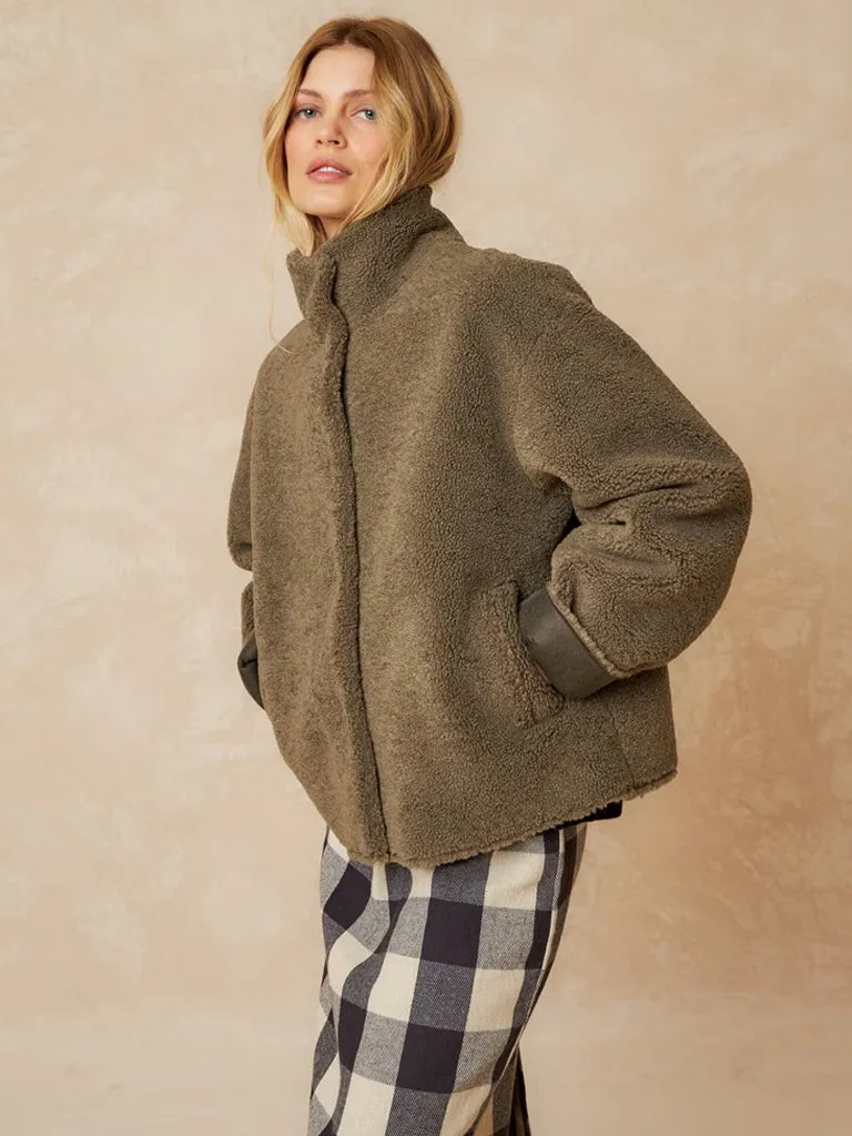 Indi & Cold Teddy Jacket in Khaki