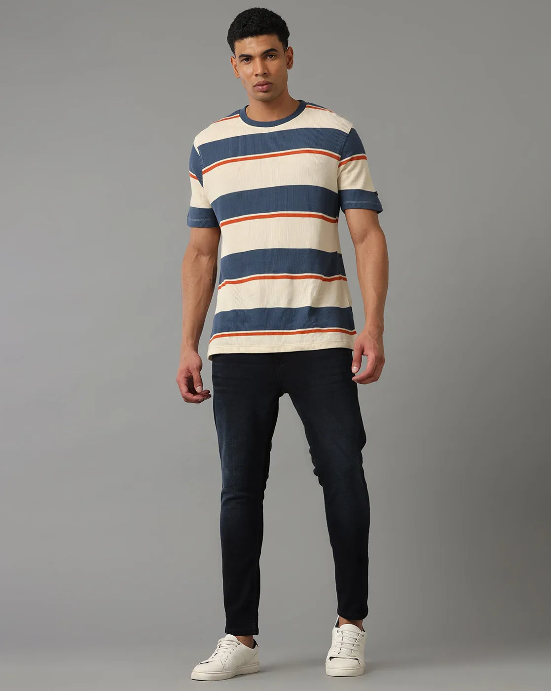 INDIGO TRACK CROPPED SKINNY FIT JEANS