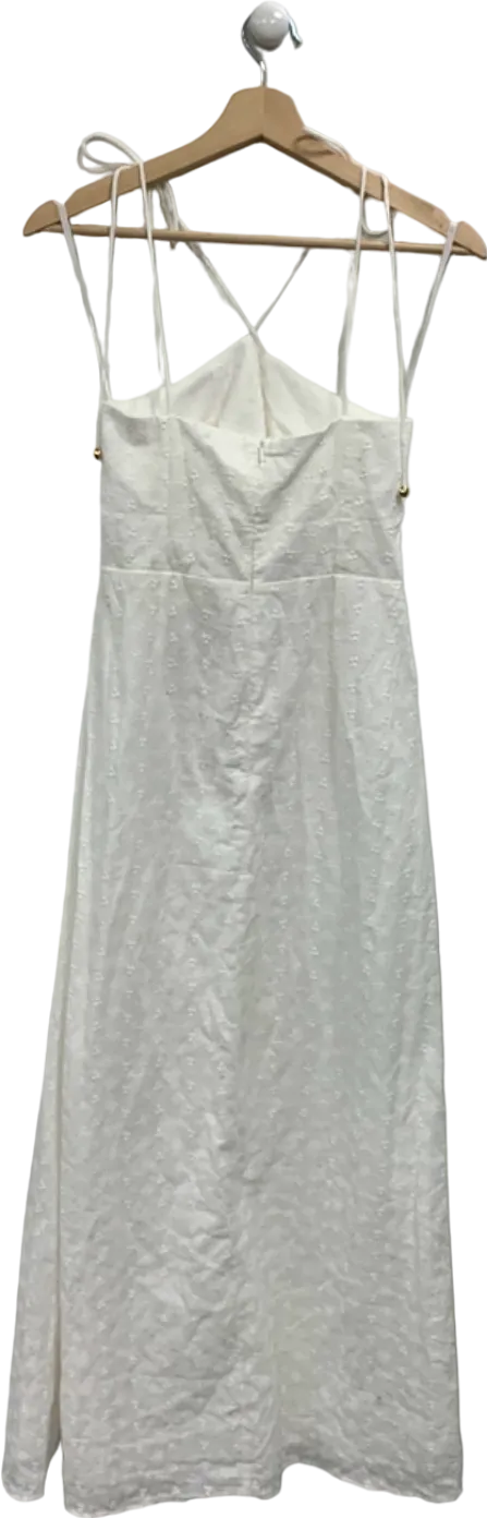 Indikah White Embroidered Sundress with Ruffle Detail UK 10