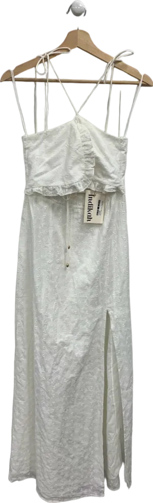 Indikah White Embroidered Sundress with Ruffle Detail UK 10