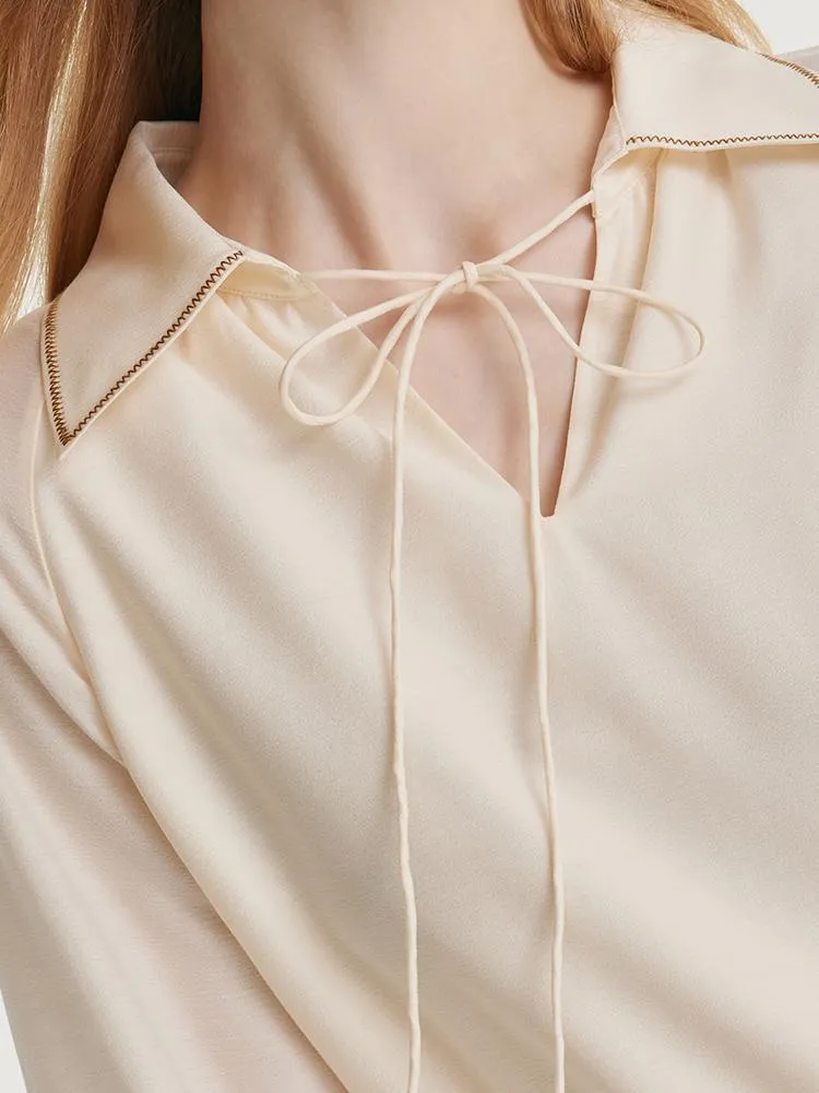 Loose-fitting V-neck Acetate Blouse