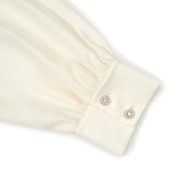 Loose-fitting V-neck Acetate Blouse
