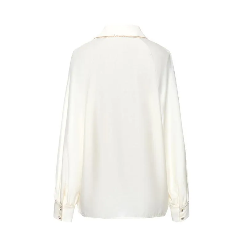 Loose-fitting V-neck Acetate Blouse