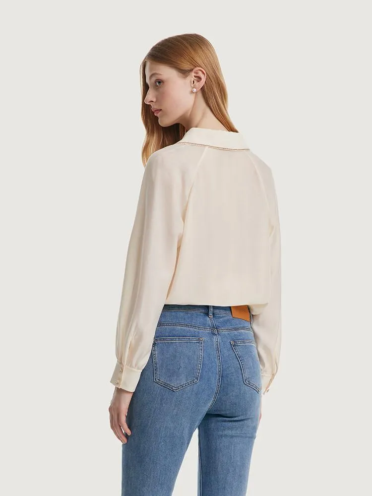 Loose-fitting V-neck Acetate Blouse