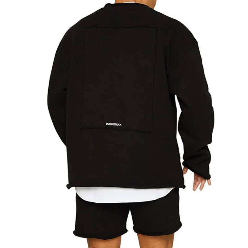 Men's Fashion Solid Color Loose Rolled Sweatshirt Shorts Set 47733694Z
