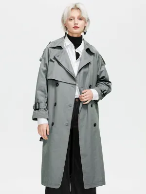 New Retails $194  Jackets for Women Women's Jacket Buckle Strap Double Breasted Trench Coat Jackets (Color : Dark Grey, Size : Large)