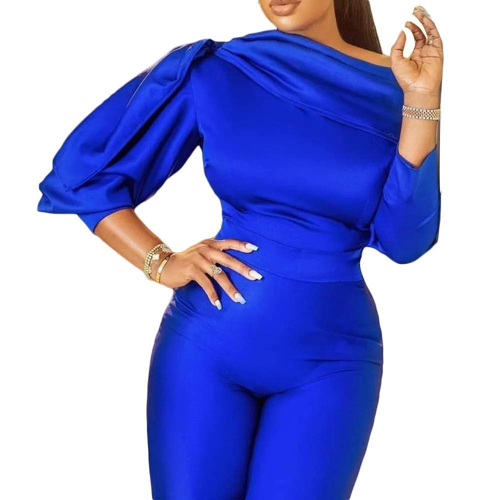 Off Shoulder High Waisted Wide Leg Jumpsuit