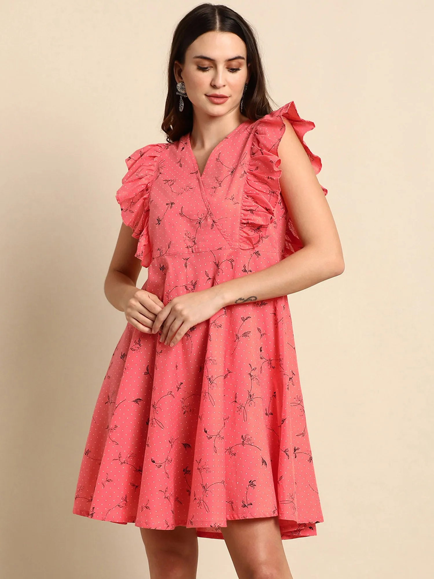 Pink Floral Cotton Summer Dress