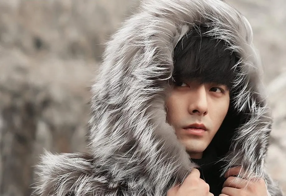 Real Fox Fur Hooded Striped Long Coats