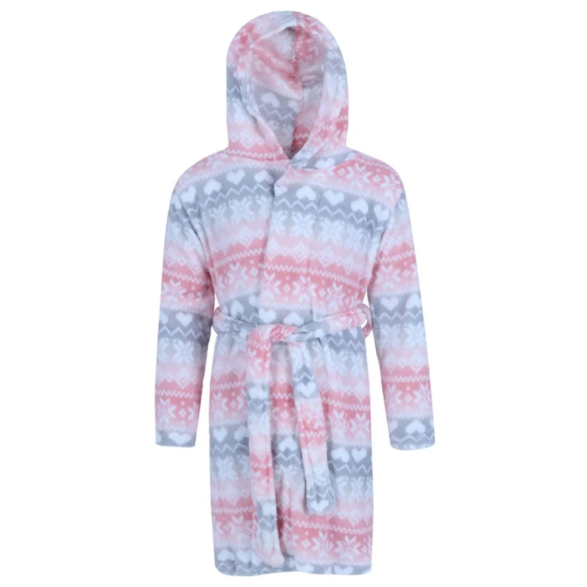 Rene Rofe Girls Fair Isle Ultra Fleece Hooded Robe