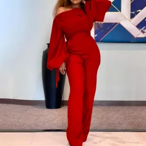 ROMILDI D133T 2025 women's clothing cross-border independent station  off-shoulder casual high-waisted African large-size wide-leg jumpsuit