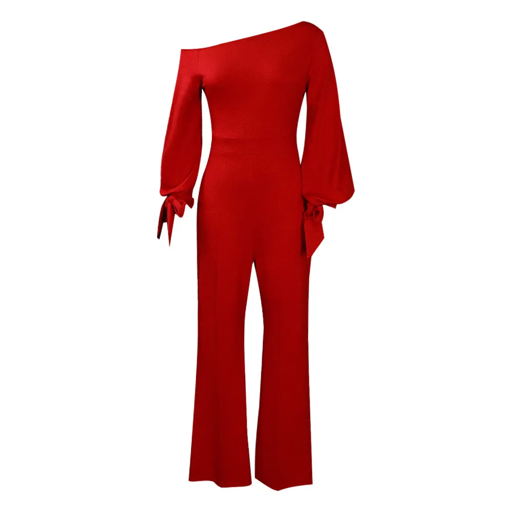 ROMILDI D133T 2025 women's clothing cross-border independent station  off-shoulder casual high-waisted African large-size wide-leg jumpsuit