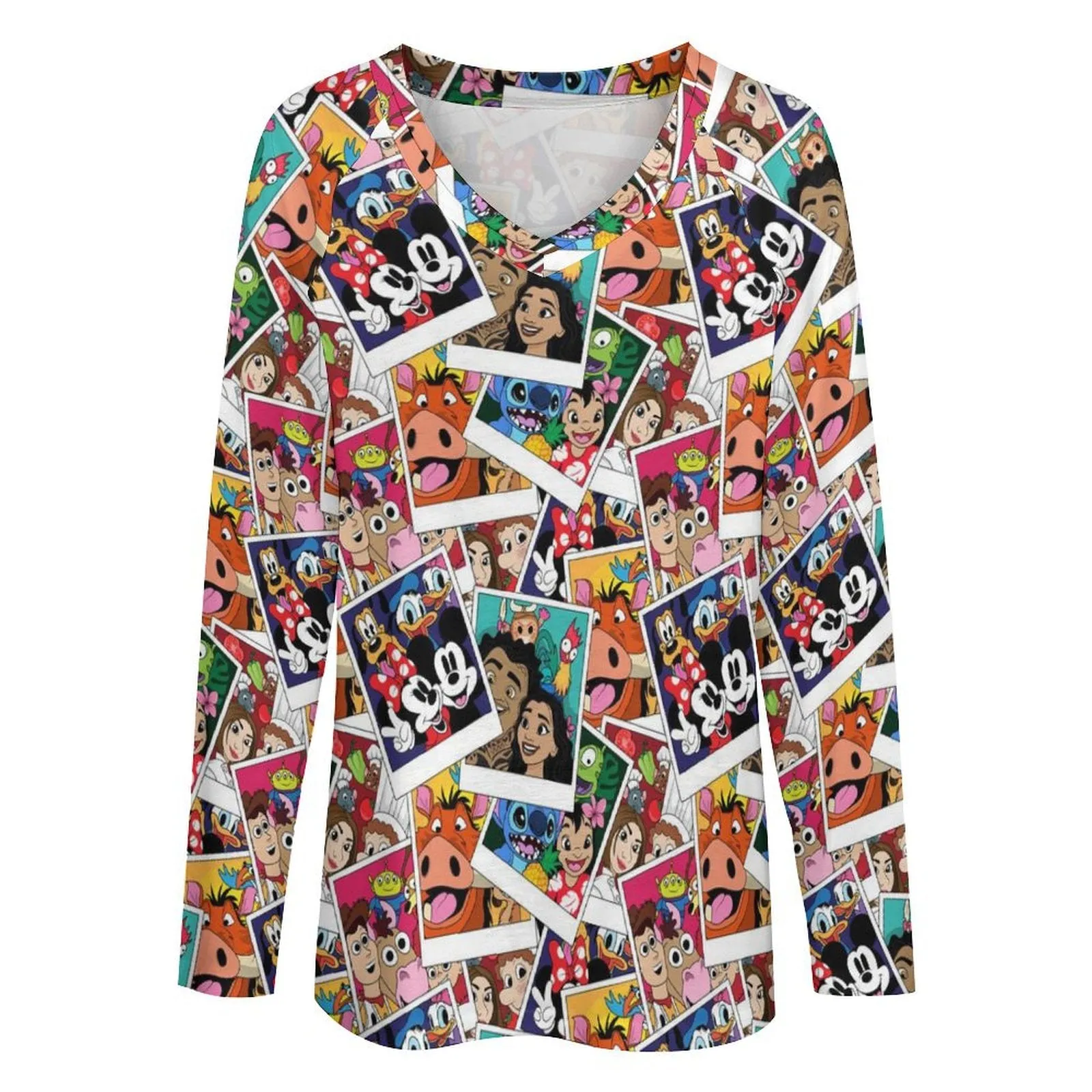 Selfies Long Sleeve Loose V-Neck Tee