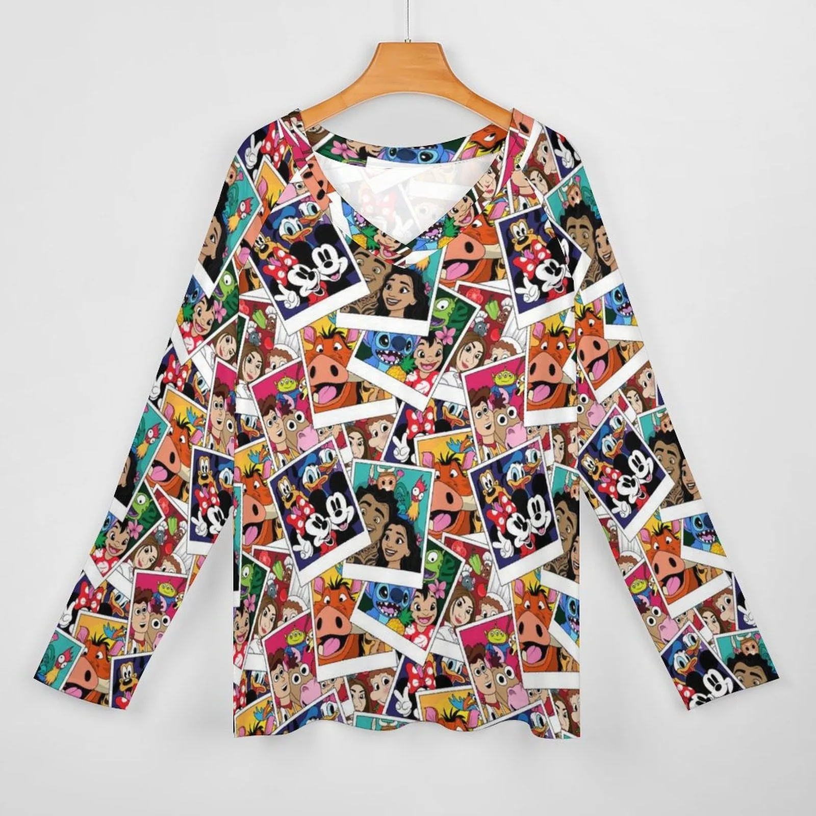 Selfies Long Sleeve Loose V-Neck Tee