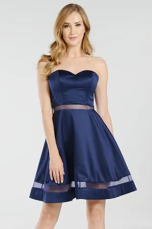 Strapless sweetheart neckline short satin homecoming dress poly #7990