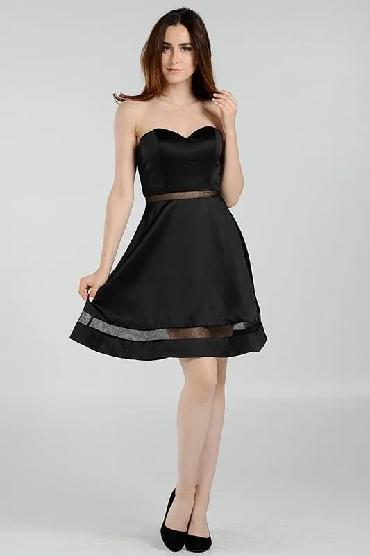 Strapless sweetheart neckline short satin homecoming dress poly #7990