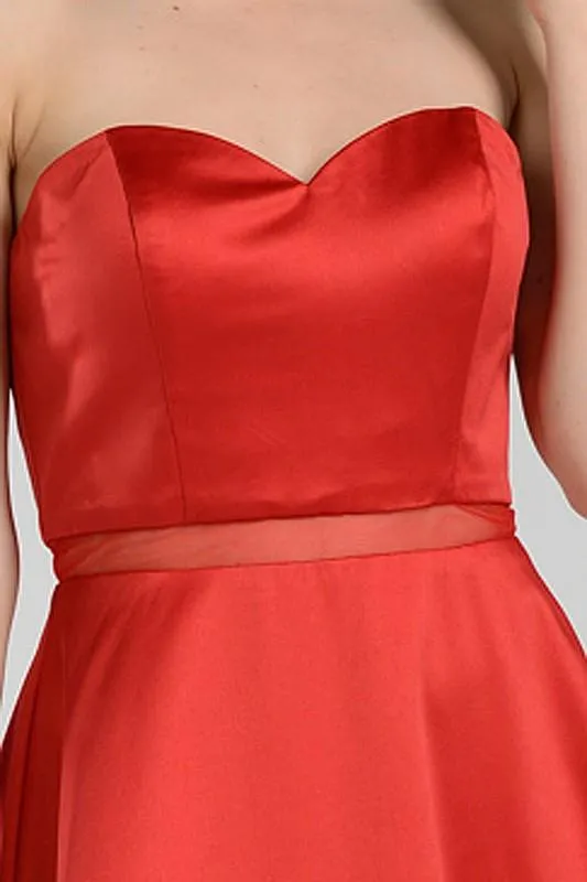 Strapless sweetheart neckline short satin homecoming dress poly #7990