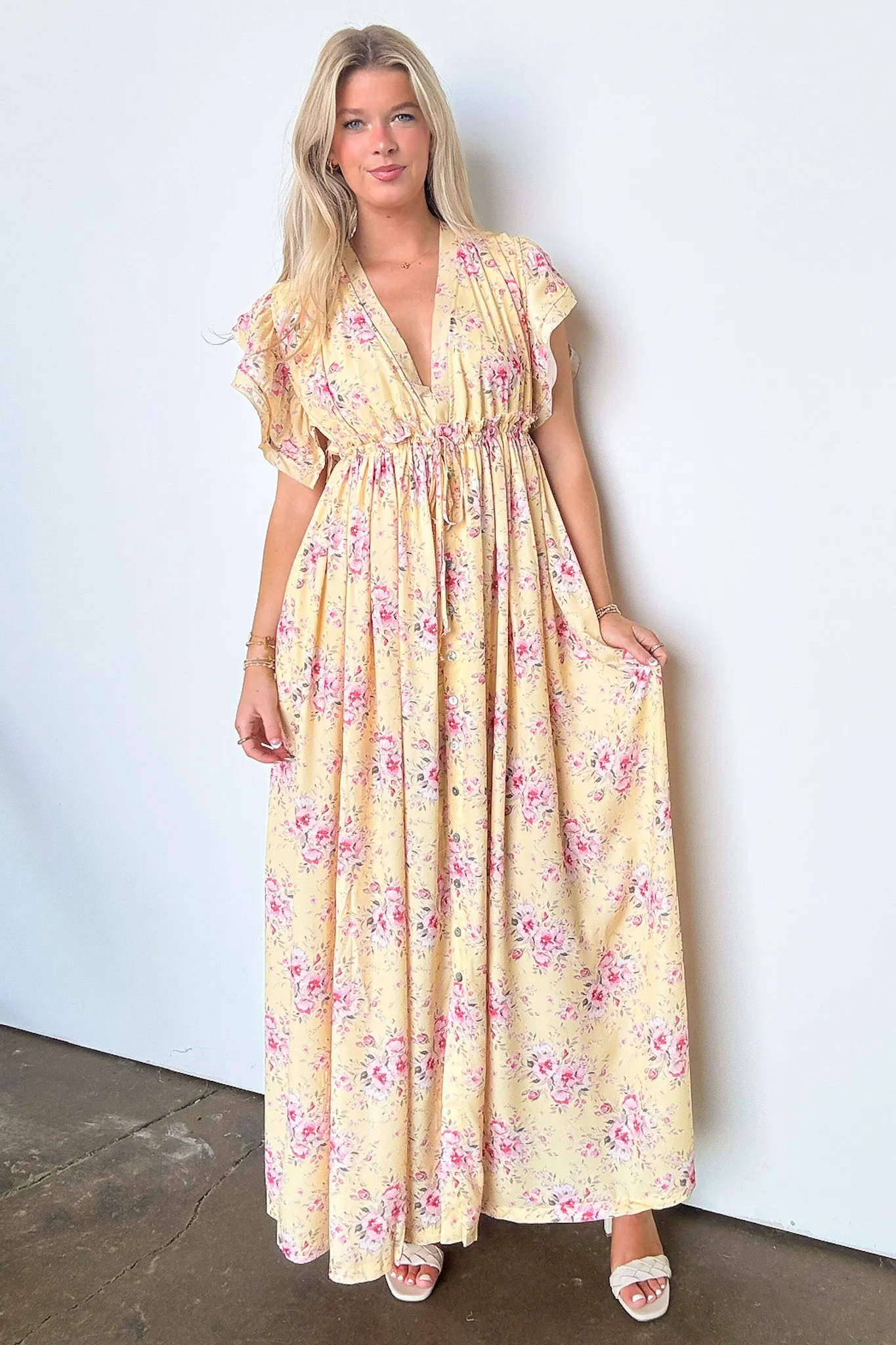 Summer Sensation Floral Tie Back Maxi Dress - FINAL SALE
