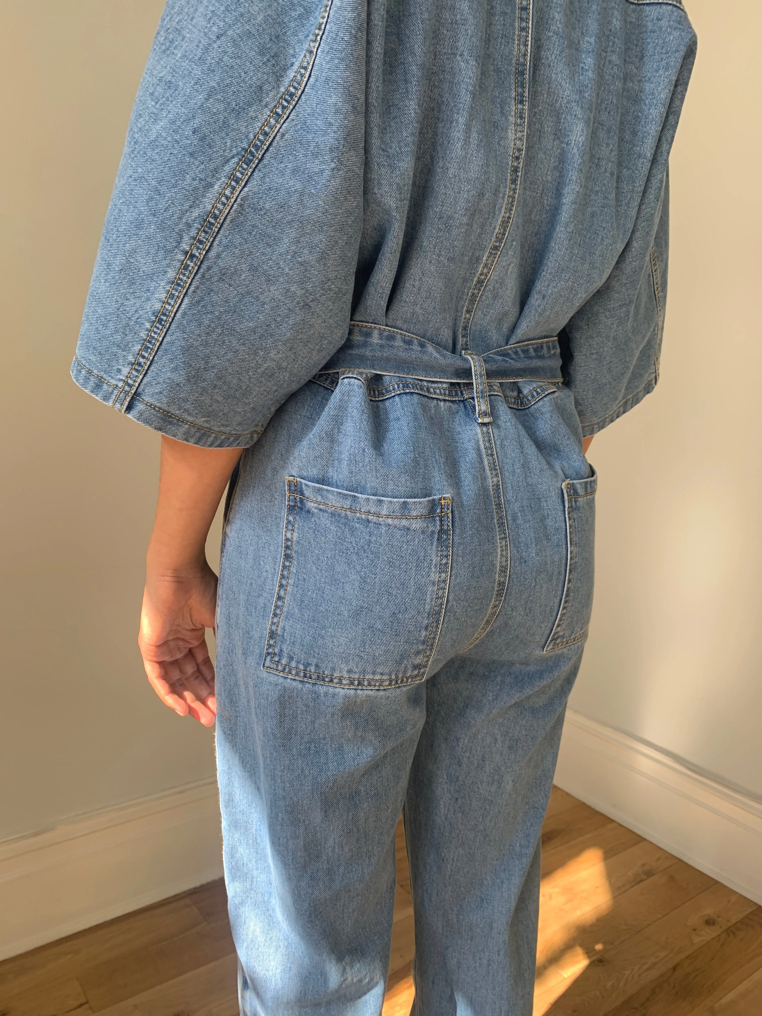 Super cool 1990's denim boiler suit with wide sleeves