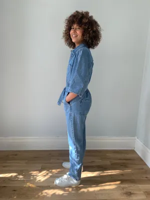 Super cool 1990's denim boiler suit with wide sleeves