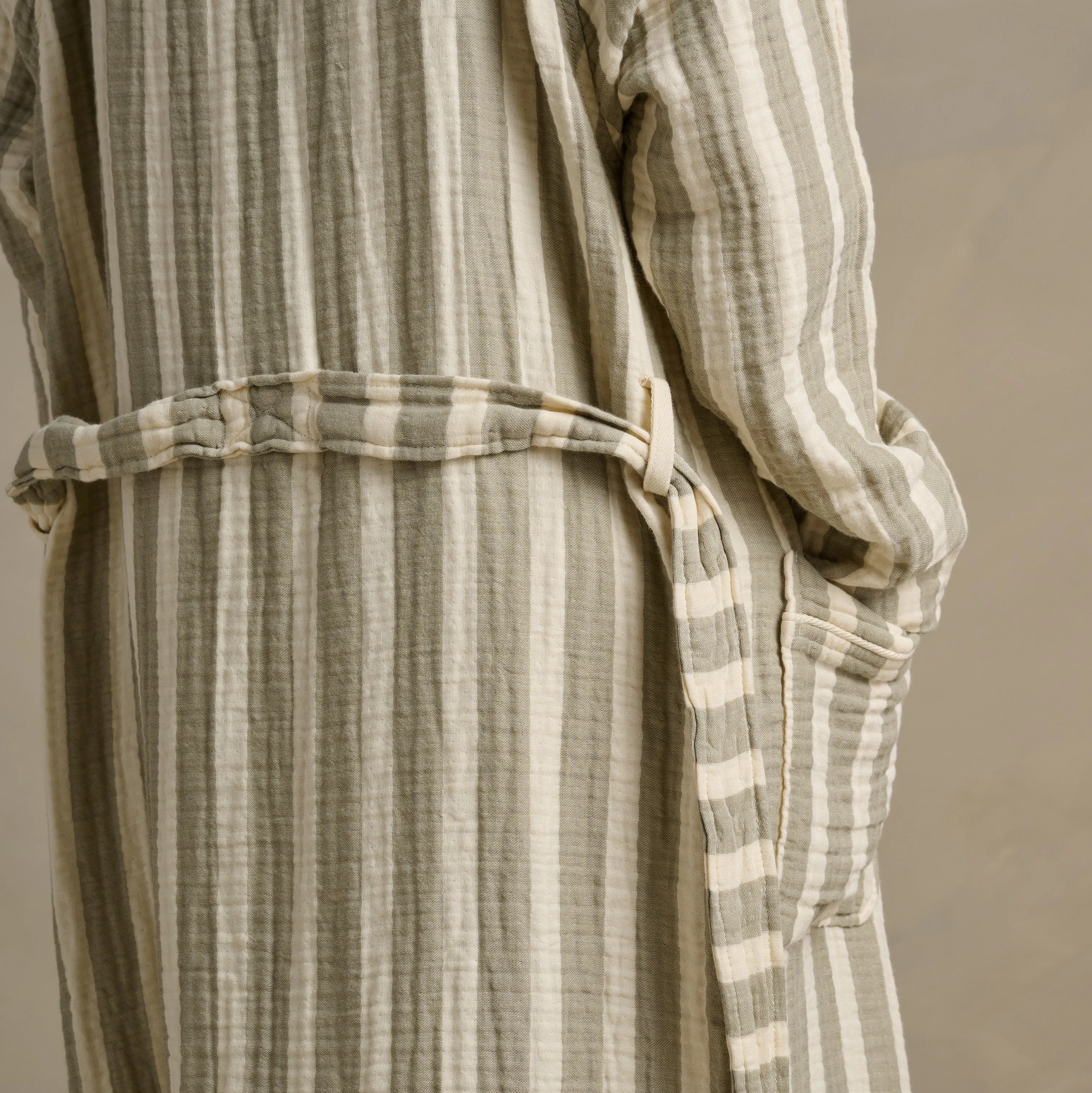 The Dream Cotton Robe - Sage Stripe