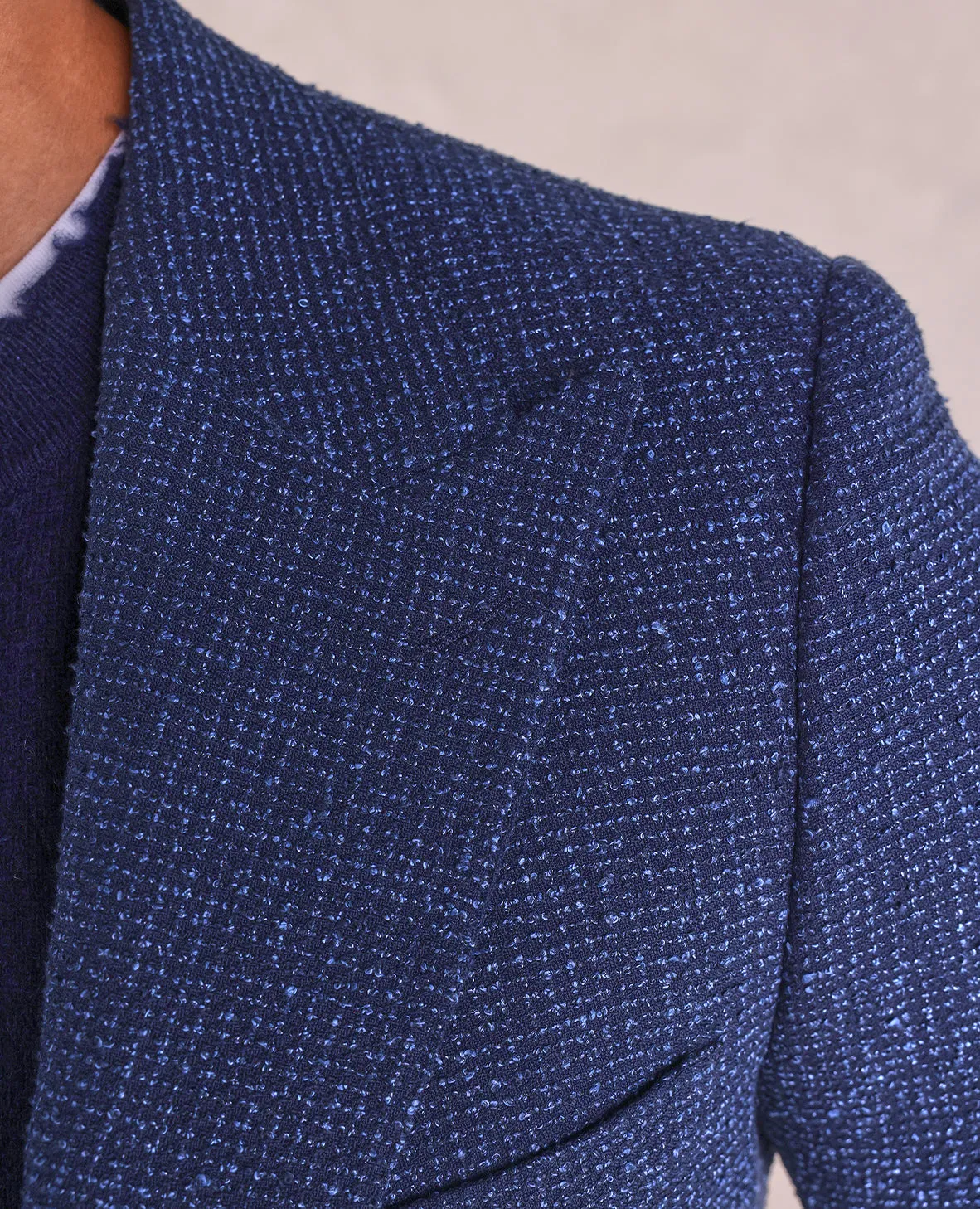The George - Textured Gingham Soft Jacket - Blue/Navy