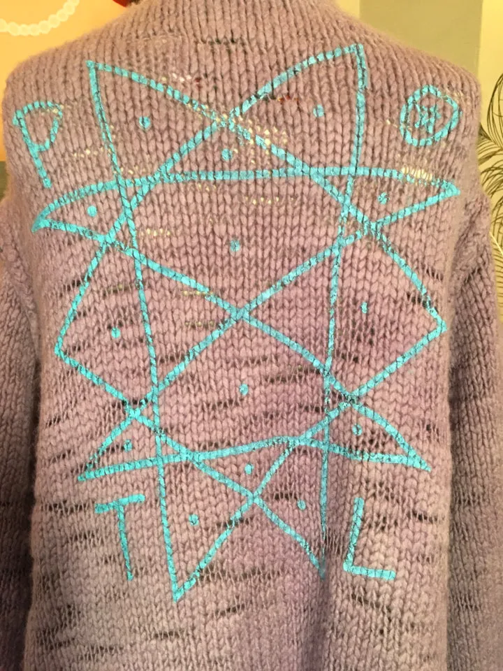 The People of the Labyrinths Blue Wool Cardigan Sweater 2400-395-52720