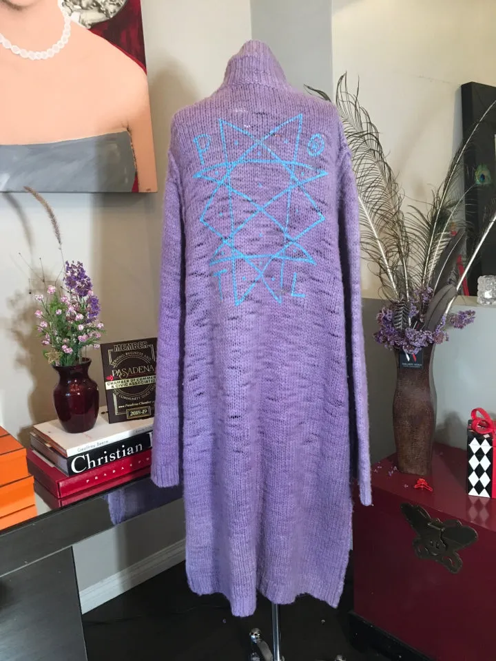 The People of the Labyrinths Blue Wool Cardigan Sweater 2400-395-52720