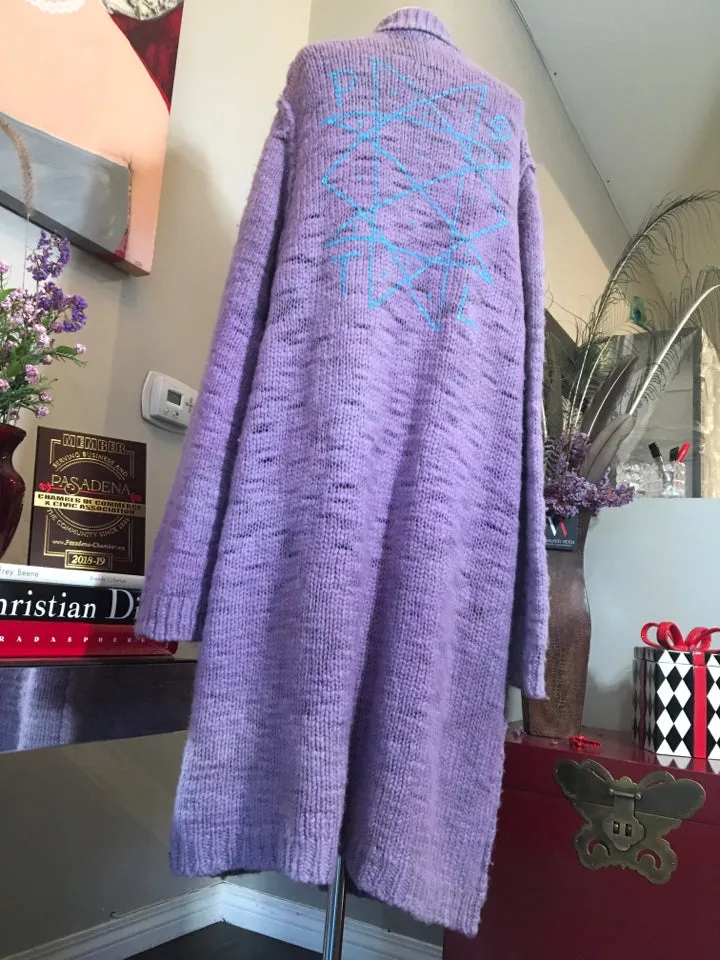 The People of the Labyrinths Blue Wool Cardigan Sweater 2400-395-52720