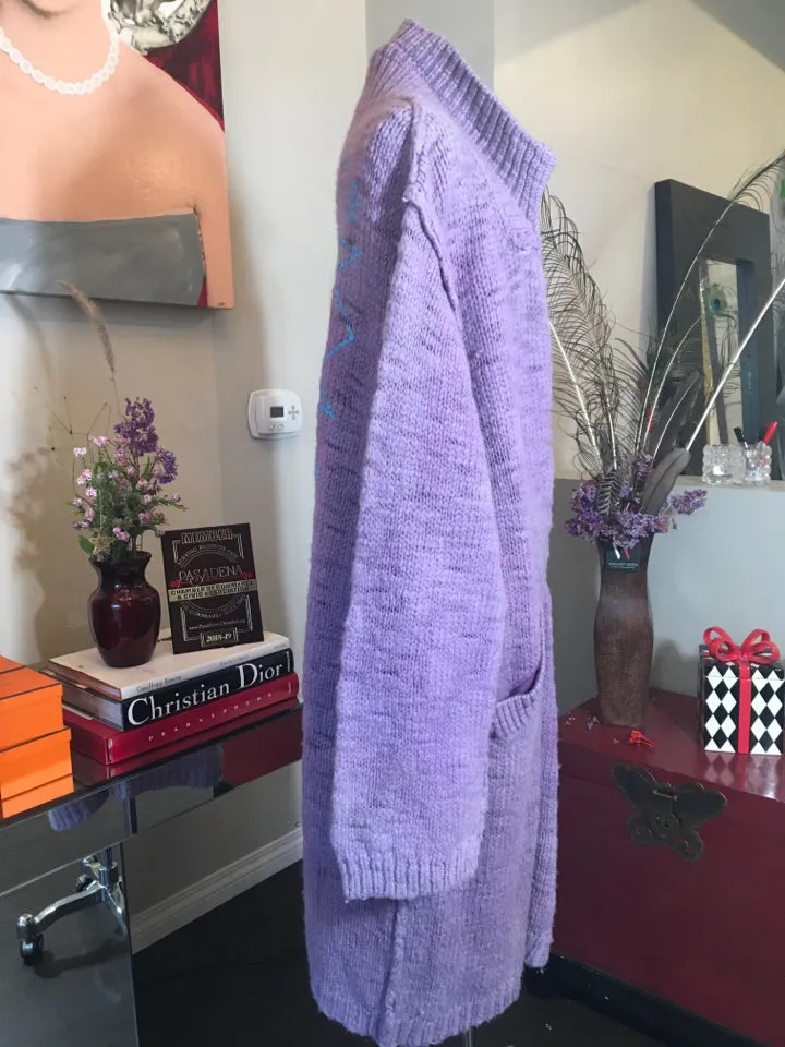 The People of the Labyrinths Blue Wool Cardigan Sweater 2400-395-52720