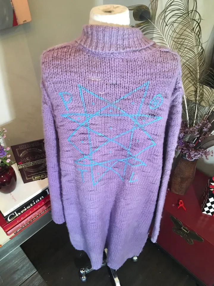 The People of the Labyrinths Blue Wool Cardigan Sweater 2400-395-52720