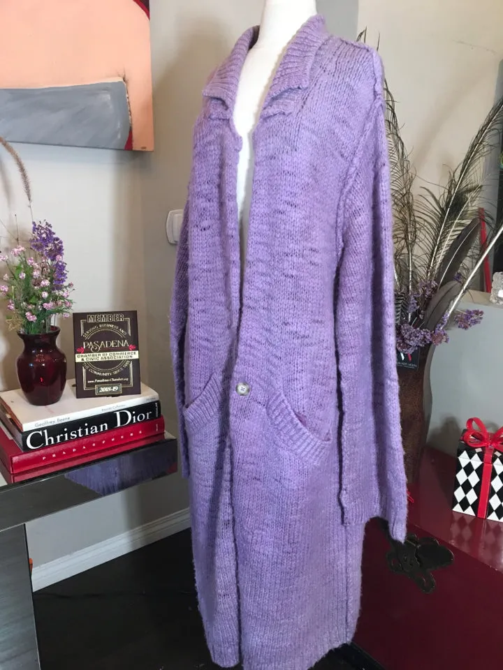 The People of the Labyrinths Blue Wool Cardigan Sweater 2400-395-52720