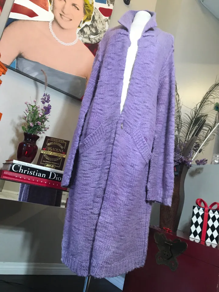 The People of the Labyrinths Blue Wool Cardigan Sweater 2400-395-52720