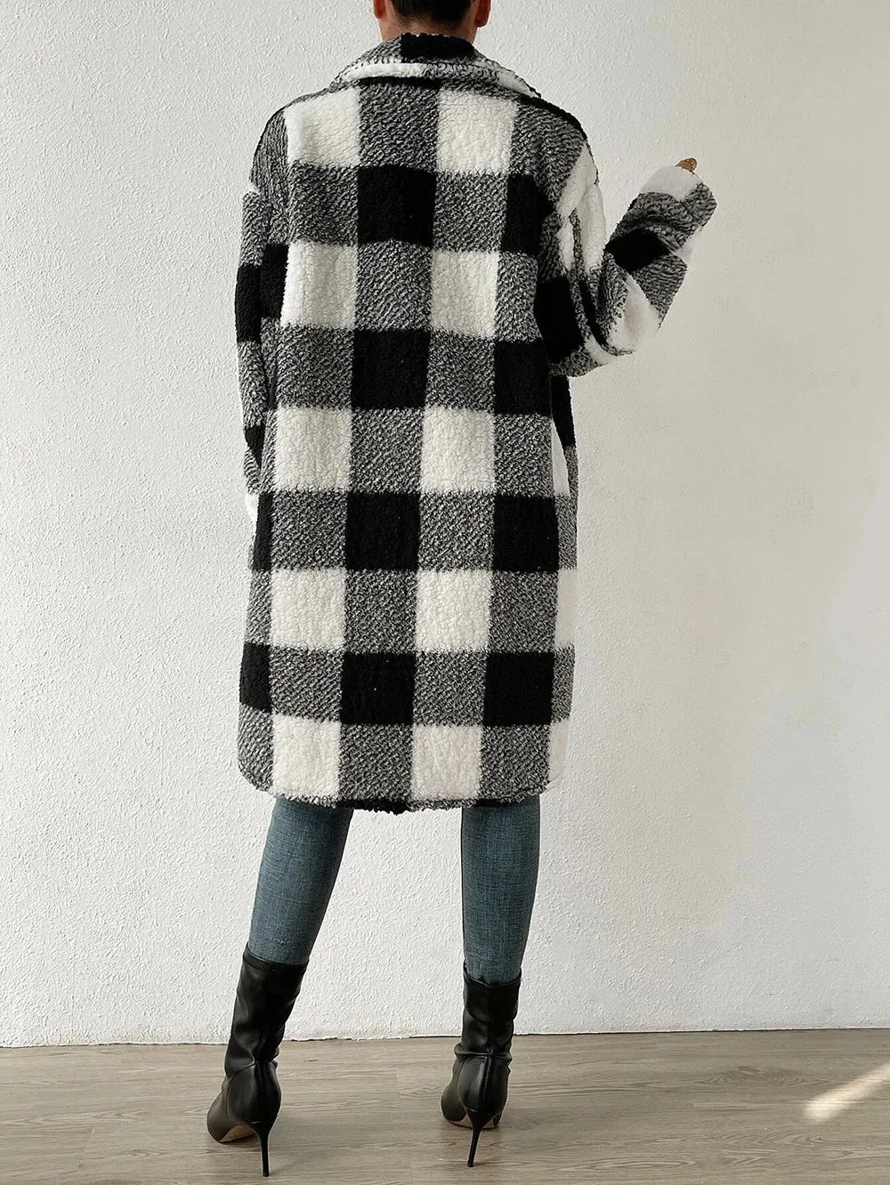 TIFFANY | Long Checkered Fleece Overcoat