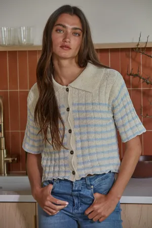 Top | Knit Cardigan Stripe