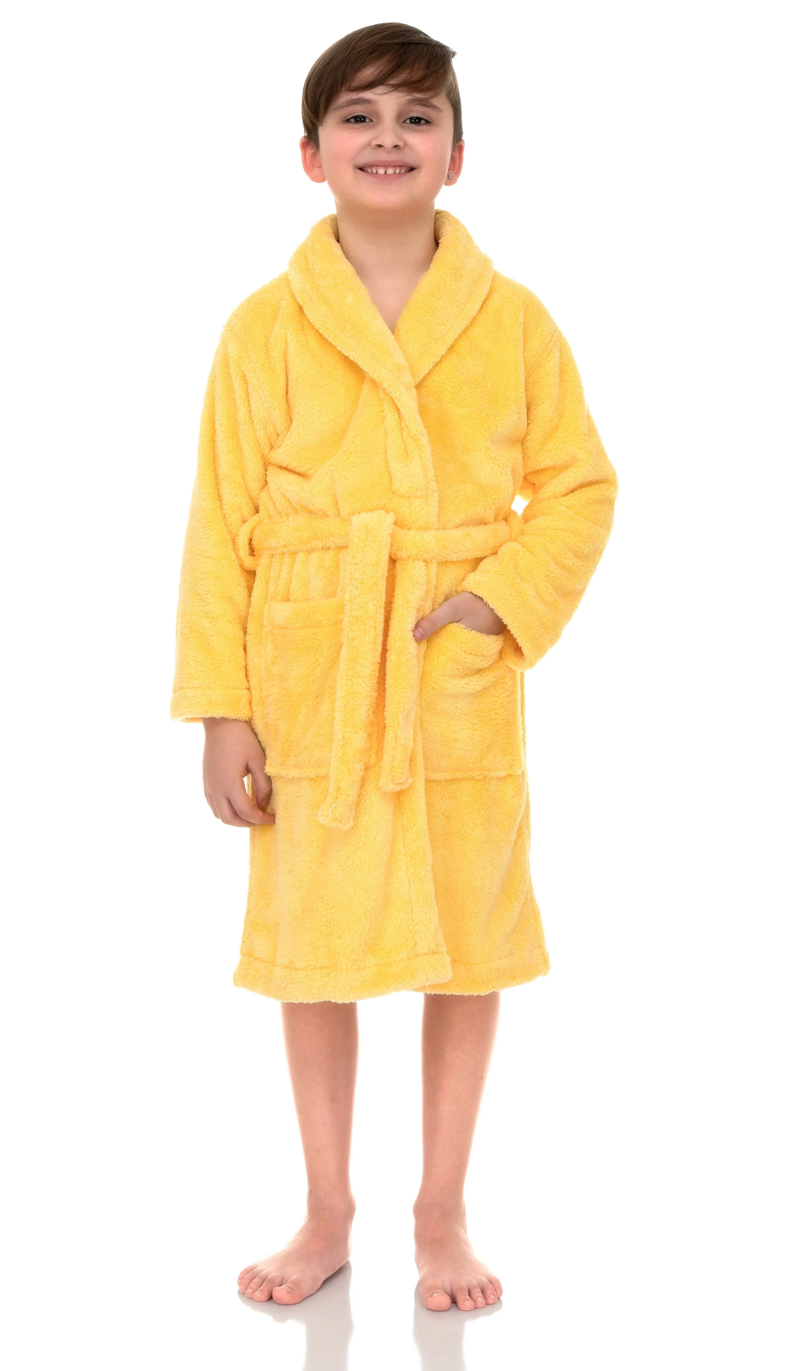 TowelSelections Boys Robe, Kids Plush Shawl Fleece Bathrobe